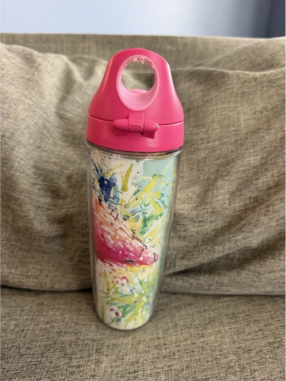 Tervis Flamingo Splash Watercolor Tumbler 24oz Pink Travel Lid Insulated